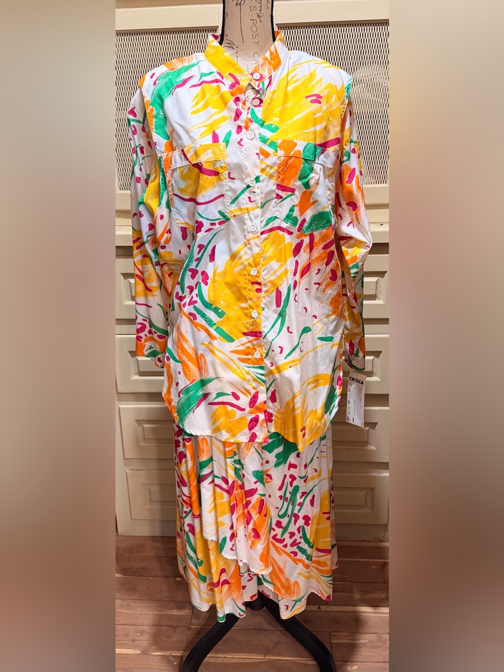 NWT Vintage Crisca Escada 2Pc Skirt Set Abstract Cotton